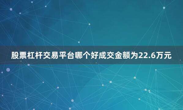 股票杠杆交易平台哪个好成交金额为22.6万元